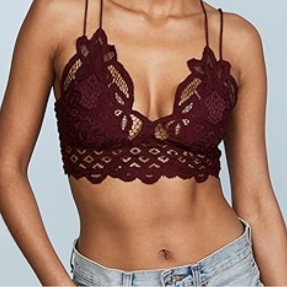 Free People Other - NEW Intimately Free People Dark Red Lace Bralette NWT Size Large